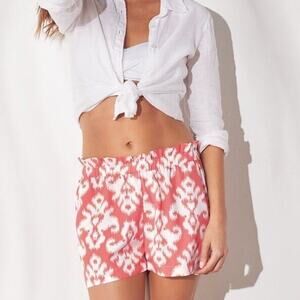 MUD PIE • Sherbet Orange Ikat Print Ruffle Hem Delaney Pull On Shorts